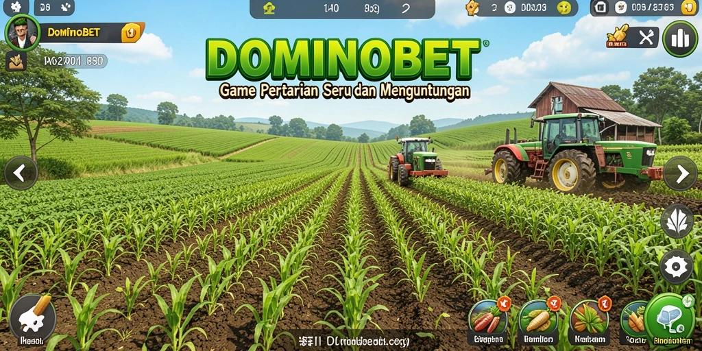 Screenshot gameplay DOMINOBET menampilkan aktivitas bertani yang seru.