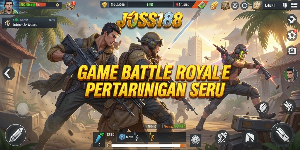 Tampilan gameplay mendebarkan dari <strong>JOSS188</strong> dalam pertempuran Battle Royale.
