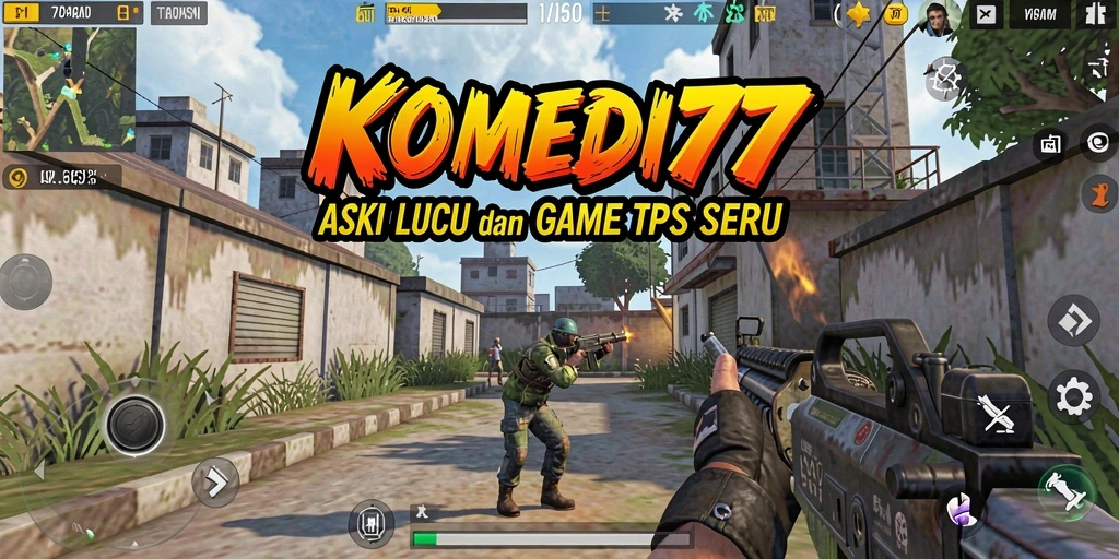 Tangkapan layar menampilkan aksi lucu dalam gameplay KOMEDI77.