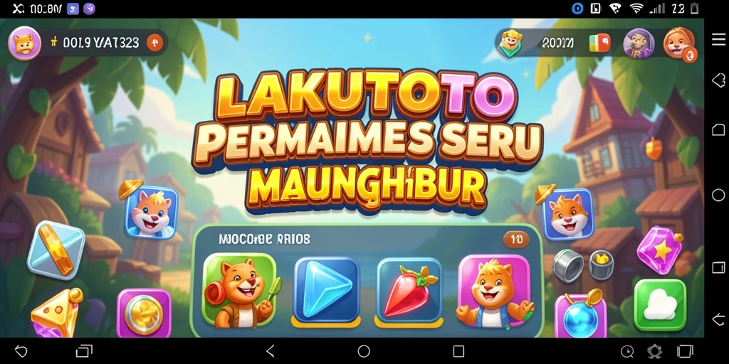 Tampilan gameplay LAKUTOTO yang penuh warna dan seru.