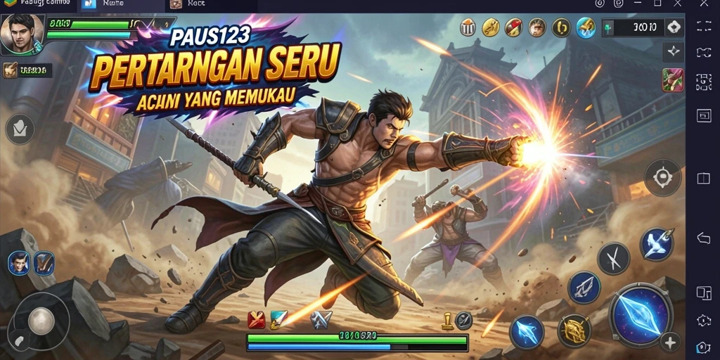 Screenshot gameplay PAUS123 yang menunjukkan aksi pertarungan seru.