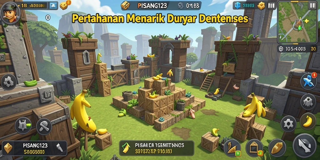 Gameplay PISANG123 yang seru dalam pertahanan menara.