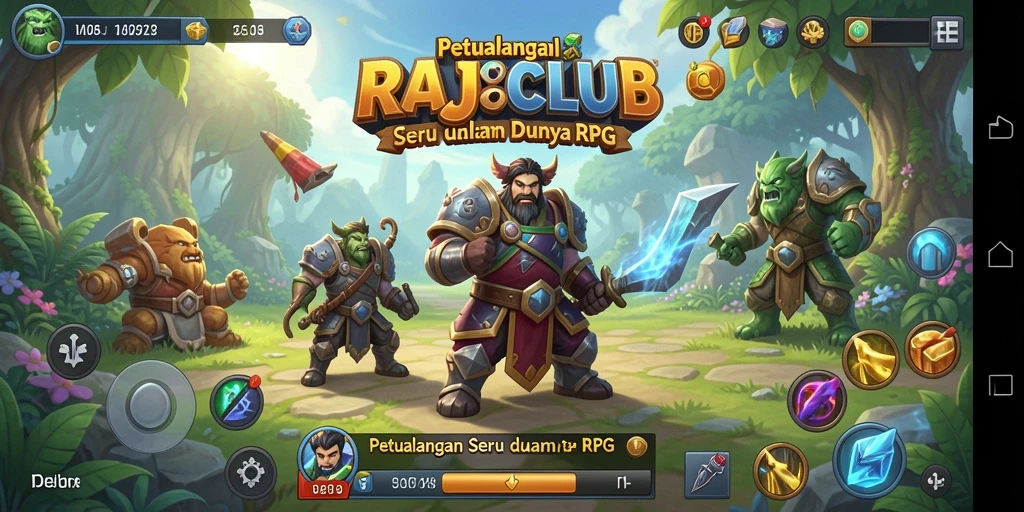 Screenshot gameplay RAJACLUB yang menampilkan petualangan di dunia RPG.