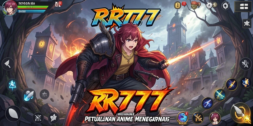 Tangkapan layar gameplay <strong>RR777</strong> menunjukkan momen pertarungan karakter anime yang seru.
